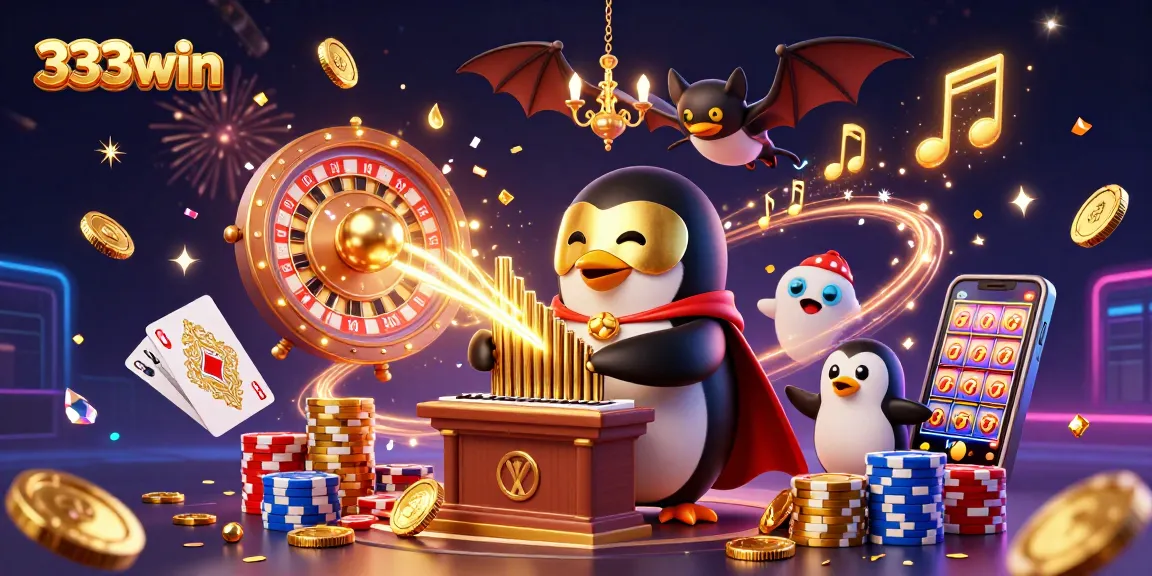 Experience 333win's thrilling gameplay with a lively 3D illustration showcasing the excitement and magic of casino adventures.