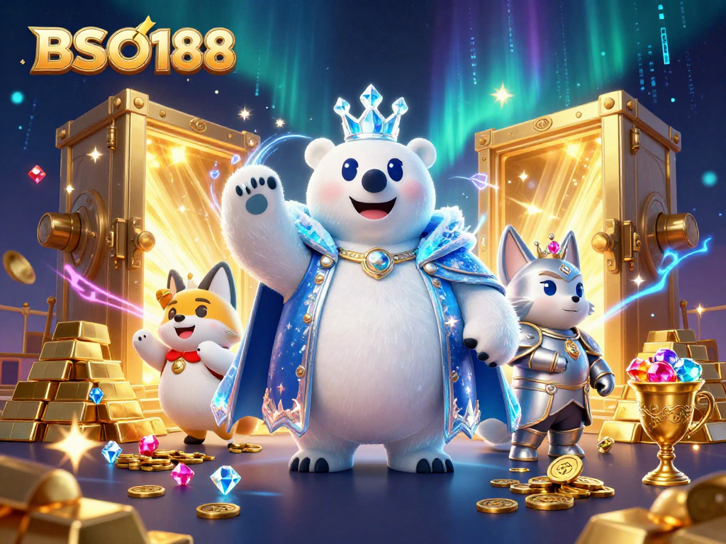 Win big with BSO188 as the ice king polar bear reigns over gleaming treasures and casino riches.