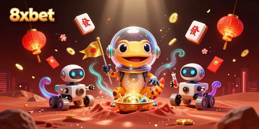 Experience thrilling casino adventures with 8xbet in a vibrant Martian atmosphere.