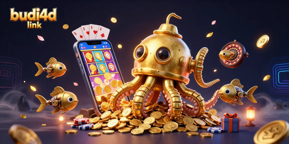 Engage with the exciting budi4d link featuring a vibrant 3D kraken and mechanical fish in a dynamic casino scene.