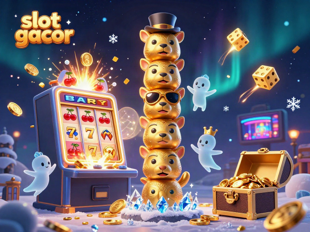 Experience the excitement of slot gacor with this vibrant, detailed 3D illustration of a jackpot explosion and casino-themed elements.