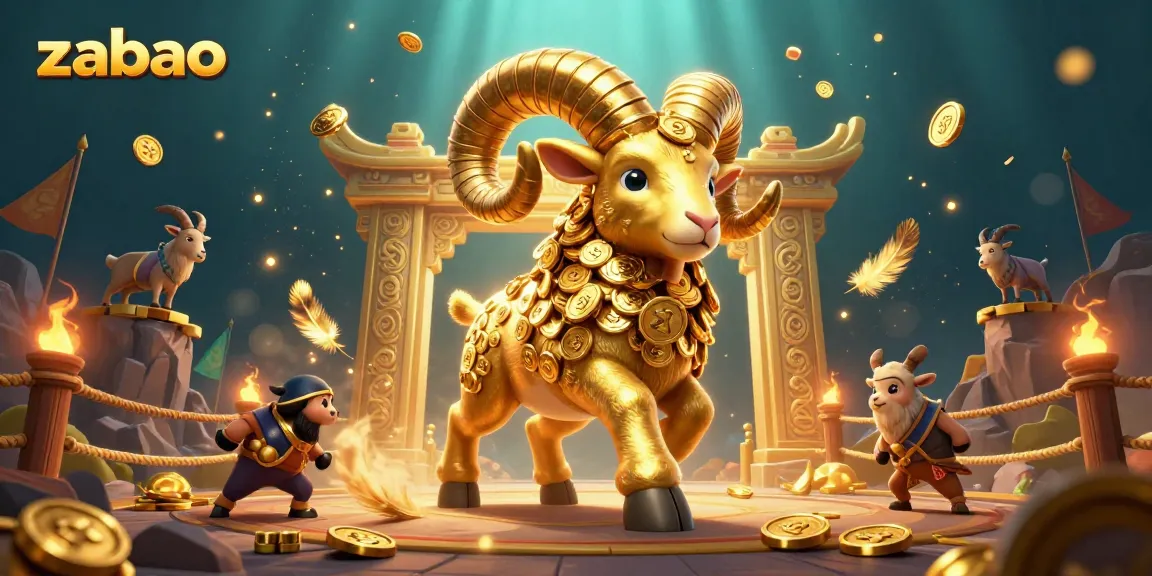 Engage in thrilling games at zaobao with this dynamic 3D casino scene featuring golden ram and betting tokens.