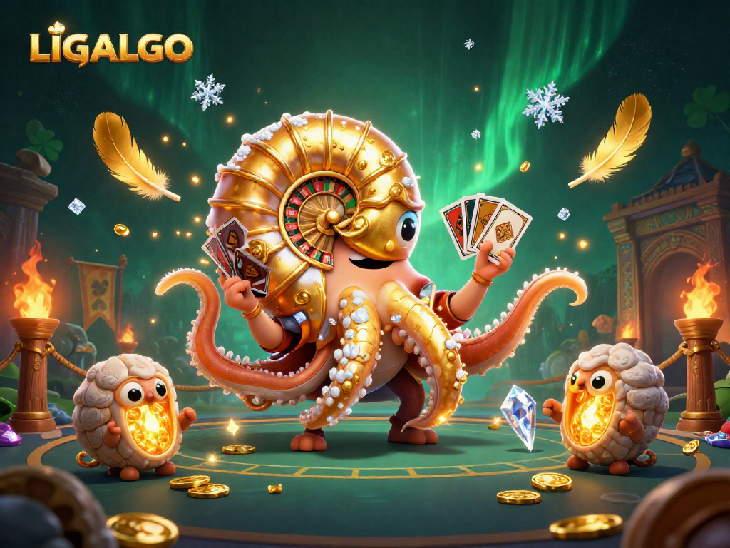 LIGALGO’s dynamic casino illustration of a nautilus roulette wheel entwined with luminous ammonite companions.