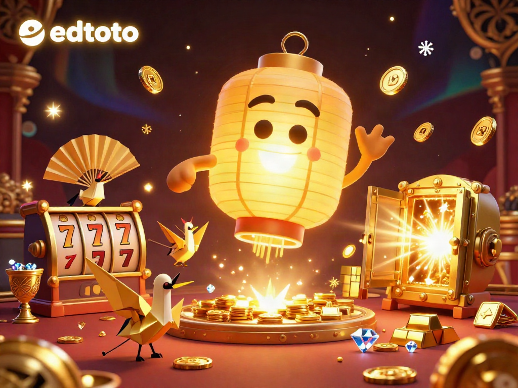 Edatoto: Experience a vibrant casino world with golden lantern spirits and dynamic game elements.