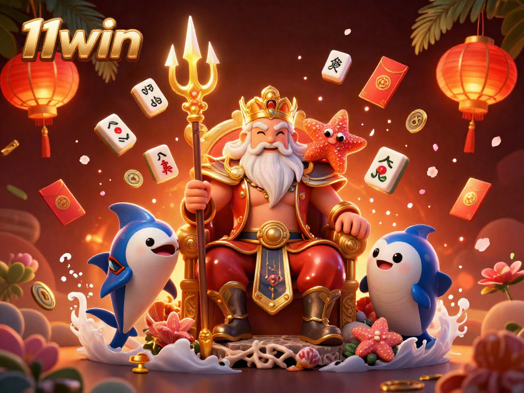 Experience the thrill at 11win with Neptune and vibrant casino-themed elements.