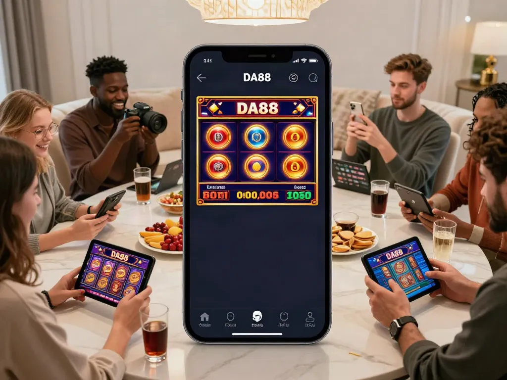Players enjoying dynamic casino games on mobile devices at https://da88z.net/ in a cozy setting