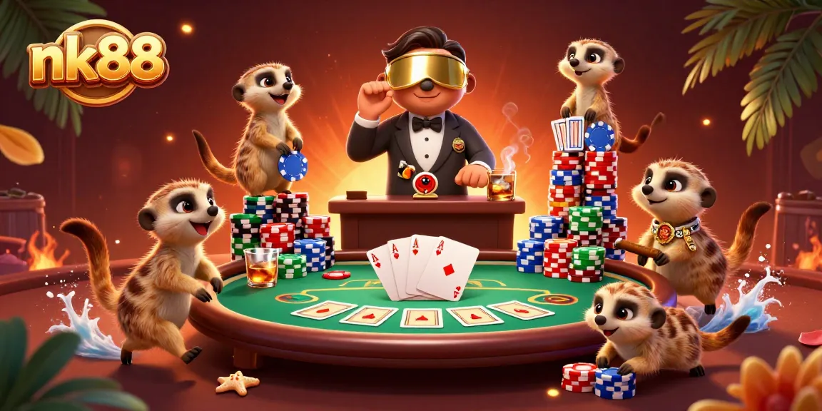Join the fun with nk88's unique meerkat casino experience featuring exciting poker action.