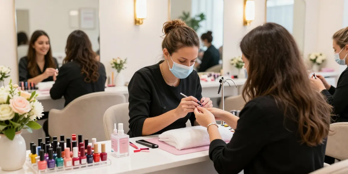 Luxurious manicure experience at Paradise Nail Beauty with vibrant colors and elegant decor.