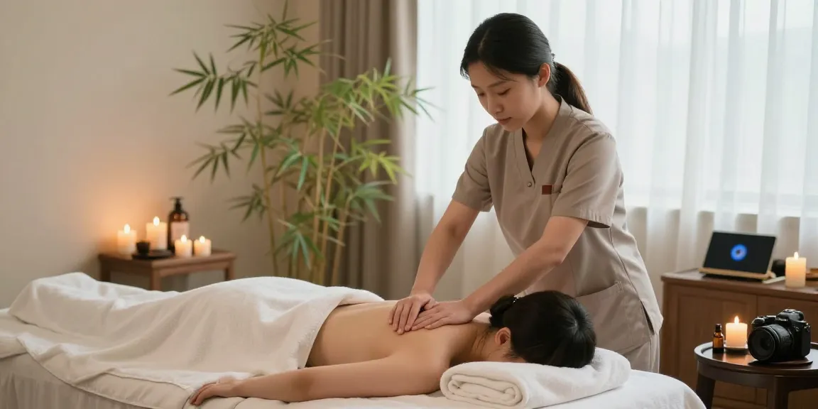 Experience the tranquility of 동작출장마사지 with a therapist providing a relaxing massage in a soothing spa environment.