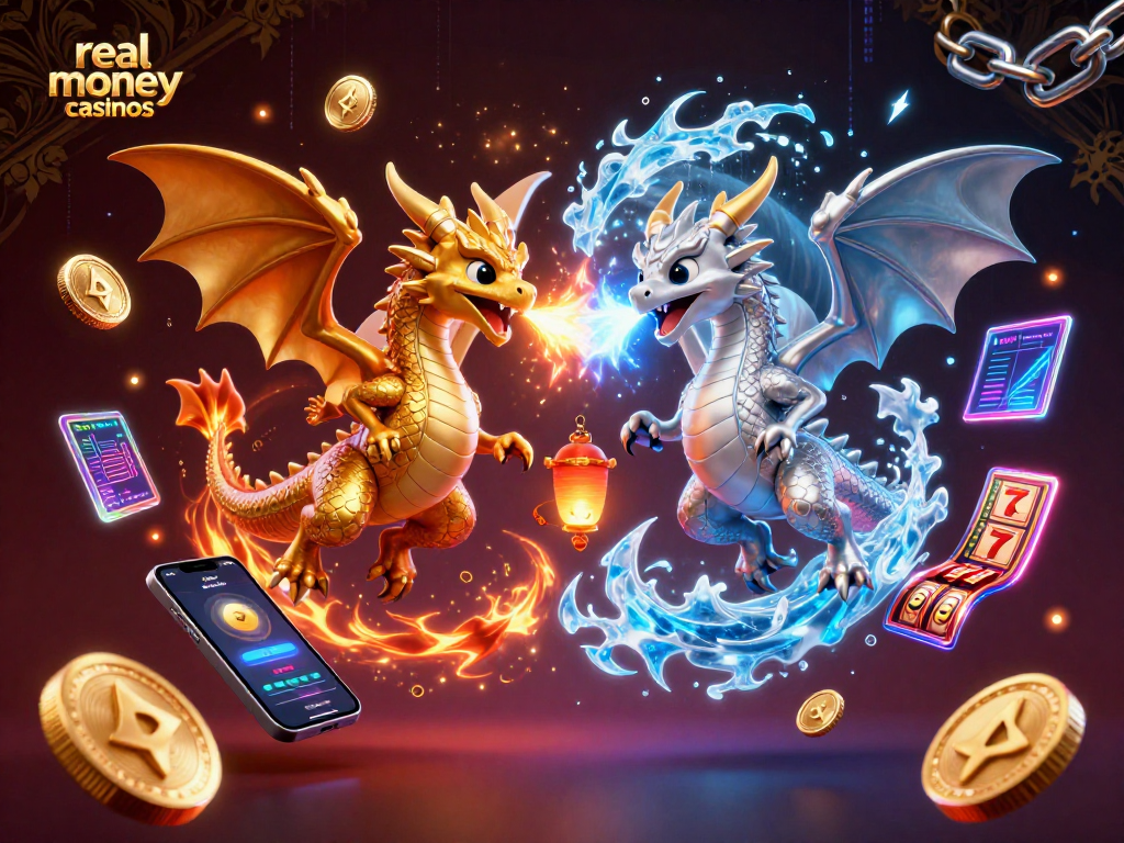 Experience thrilling real money casinos with animated dragons and immersive game elements.
