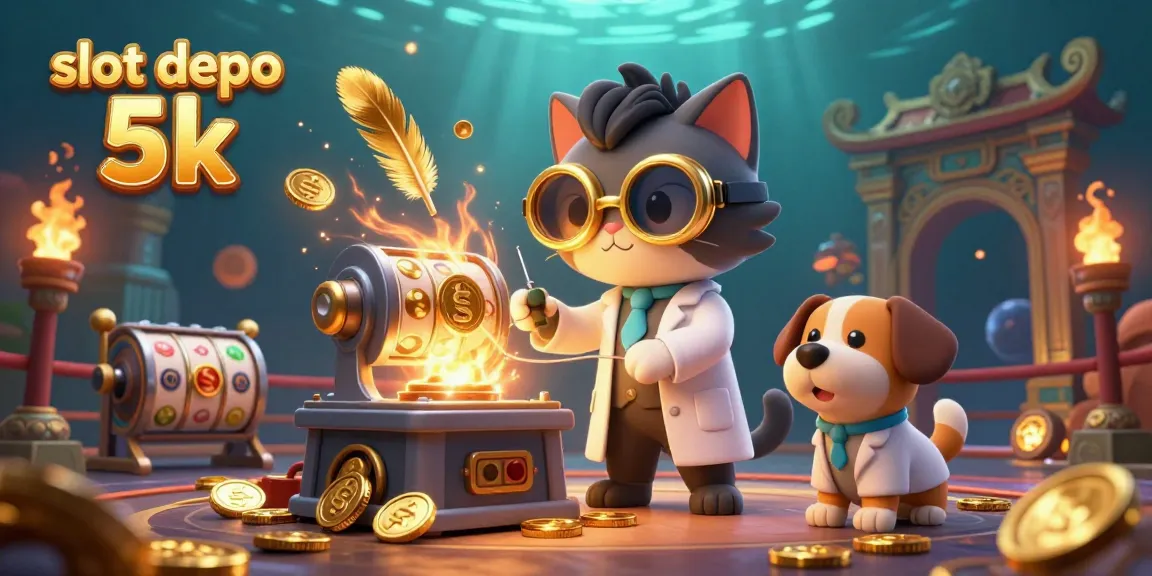 Spin the reels of slot depo 5k in a vibrant 3D casino adventure with gold coins and action.