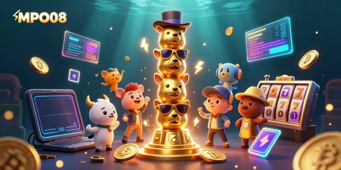 Experience the excitement of MPO08 with a vibrant 3D casino scene filled with dynamic gaming elements.