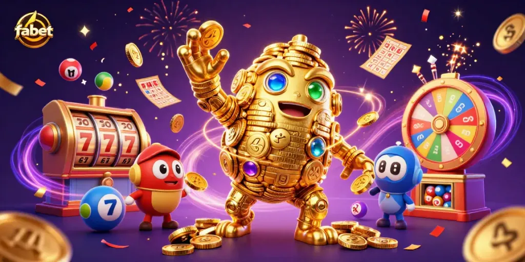 Experience fabet's thrilling gaming environment with dynamic visuals and an energetic slot machine scene.