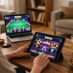 Engaging in dynamic online gameplay at RR88, showcasing the exciting user interface and cozy atmosphere