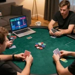 Engaged players in an online poker game on 68gamebaivn interface, emphasizing strategic gameplay.
