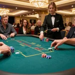 Engaged players at a dynamic poker table experiencing gg88live excitement in a luxurious casino.