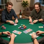 Engaged players strategizing during a game at qh88go inspired home poker night.