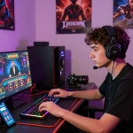 Exciting online gaming experience at MM88 with player engaged in live casino action.