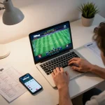 Player using 789betgo app for live sports betting in a cozy home setup.