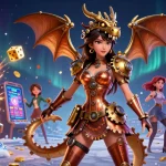 Experience seamless BetVisa login while gaming with vibrant illustrations of casino elements and characters.