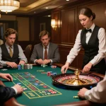 Earlyinsights into the thrill of roulette gameplay at a luxury casino with engaged players.
