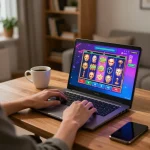 Playing Pragmatic Play Demo x500 online, showcasing an immersive gaming experience at home.