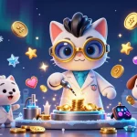 uk88 demonstrates exciting gambling action with a 3D mad scientist cat and golden coins.