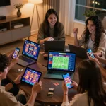 Enjoying Bet 88’s online casino gaming experience on smartphones and tablets in a cozy home setting.