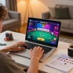 Engaging with the 79 king online casino interface during a home gaming session.