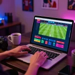 Person engaging in live sports betting on keobongda100 with dynamic odds displayed on screen.