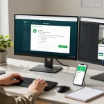 Using WhatsApp電腦版 on a modern workspace for effective communication