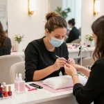 Luxurious manicure experience at Paradise Nail Beauty with vibrant colors and elegant decor.
