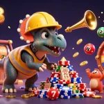 Experience Luck8's thrilling casino atmosphere with colorful slots and playful characters celebrating wins!
