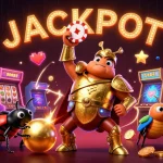 Elevate your gaming experience with the nbet jackpot scene featuring animated characters and casino elements.