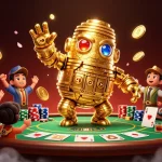 Engage with 123B in a thrilling casino scene featuring vibrant poker games and golden treasures.