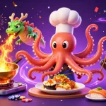 Experience fun at lode88 with animated characters enjoying casino games and golden surprises.