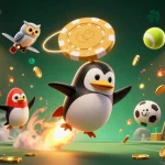 Experience the excitement of sports betting with kjc's golden penguin and casino elements.