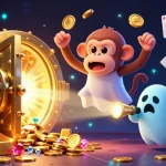 Engage in thrilling gameplay at gg88live with vibrant casino elements illuminated by a golden vault of treasures.