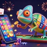 S666 casino owner chameleon game scene with golden coins and dynamic slot elements.