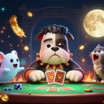 Join RR88 as a Frankenstein bulldog monster deals cards in a thrilling casino scene.