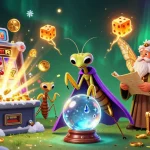 88m celebrates a vibrant casino scene with a fortune teller and a moth librarian amidst a lively gaming atmosphere.